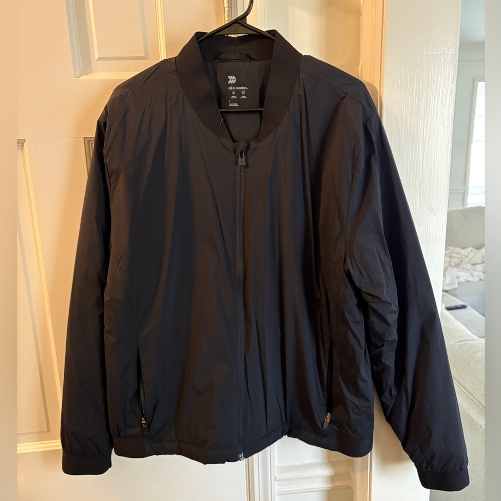 All in Motion Black Varsity Bomber Jacket Men’s Large Insulated